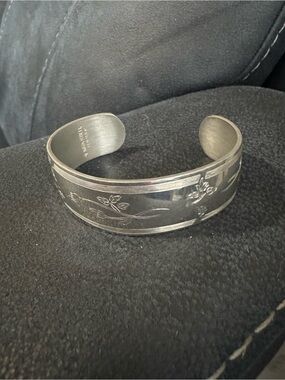 Kirk Stieff Engraved Silver-Tone Floral Cuff Bracelet
